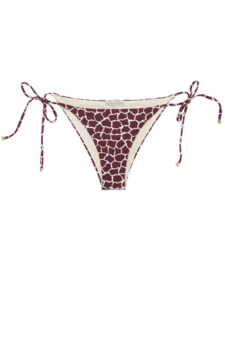 Side tie front opening bikini in burgundy red giraffe print by Caroline af Rosenborg